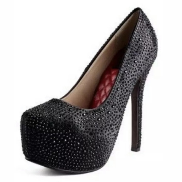 Emelio Frank Diamonds Platform Pump Black SZ 9 - Picture 1 of 5